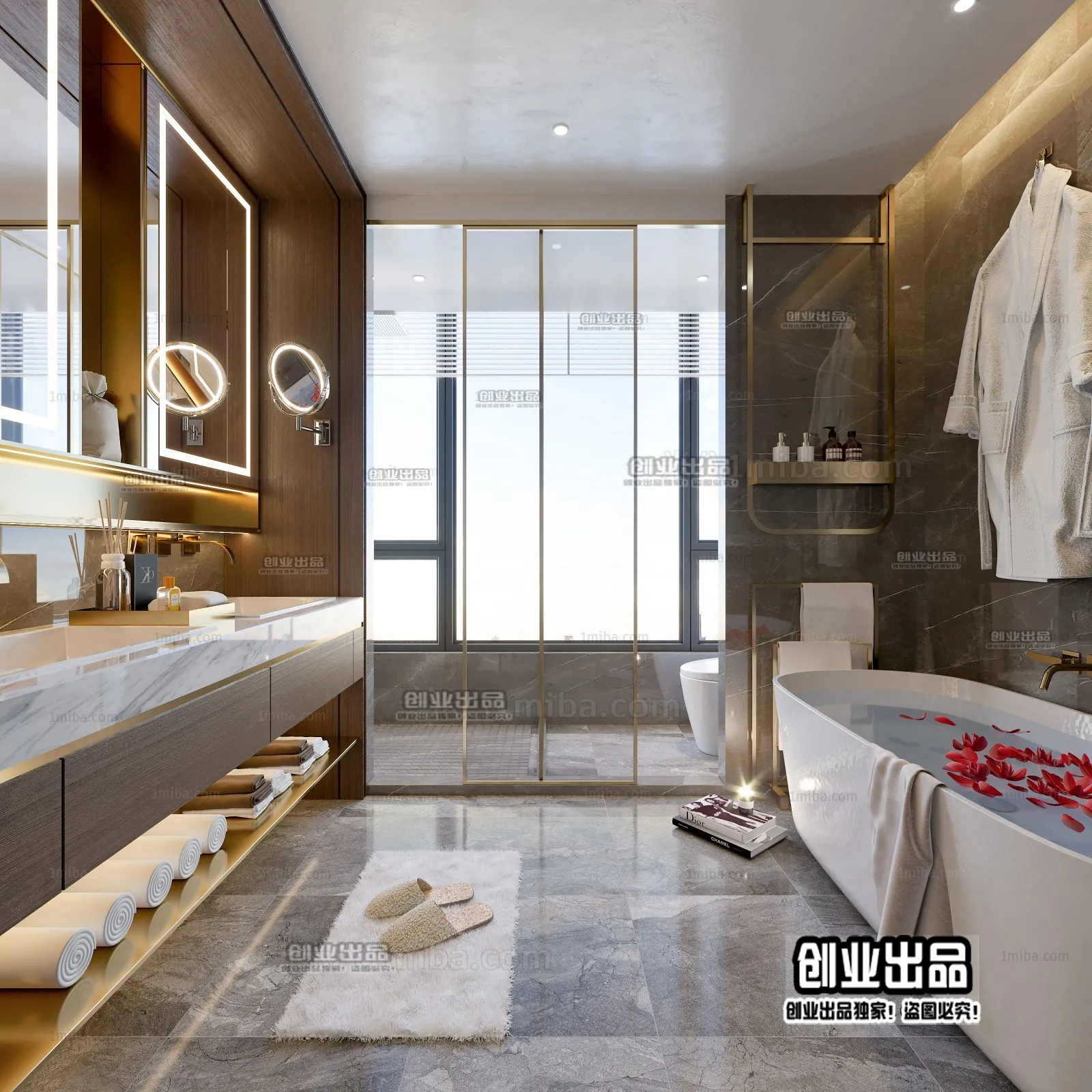 Bathroom - Modern Style Interior 3D Scenes - 015