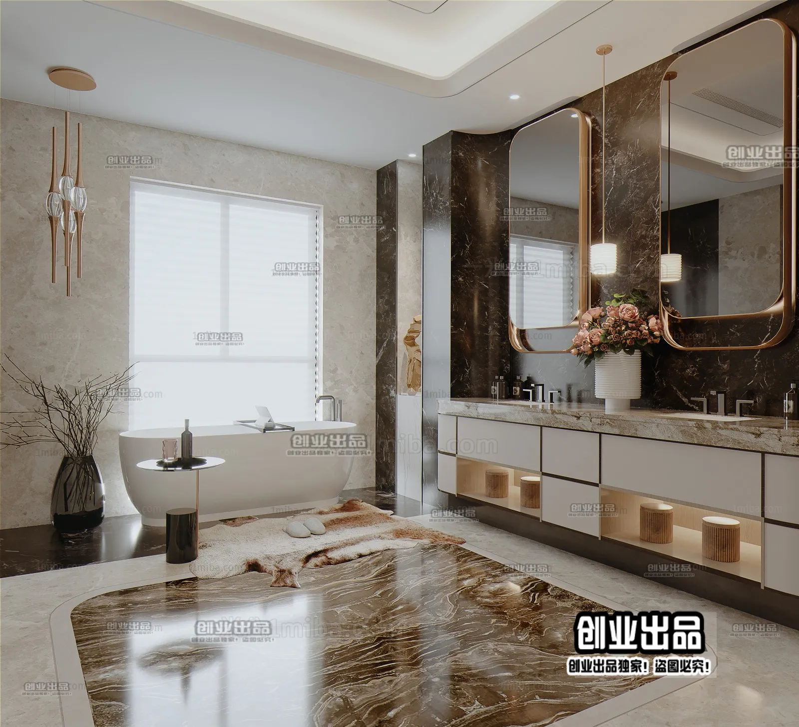 Bathroom - Modern Style Interior 3D Scenes - 017