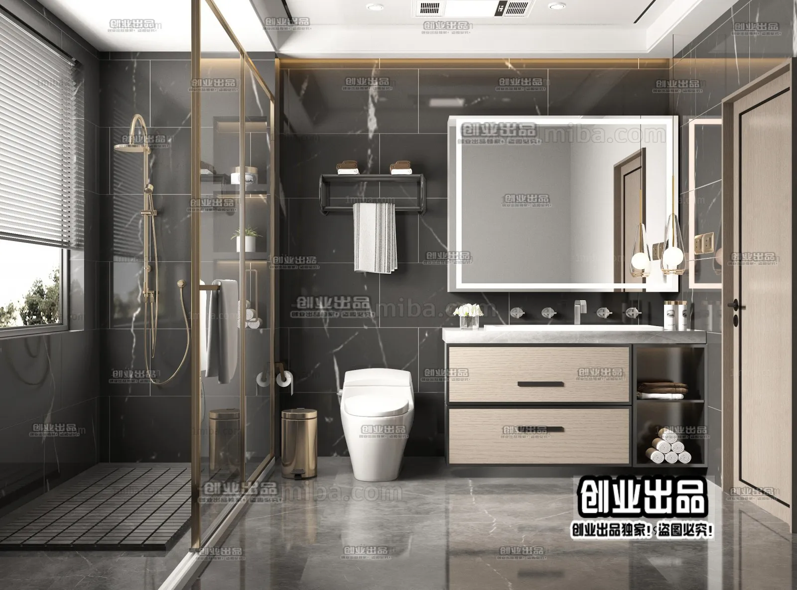 Bathroom - Modern Style Interior 3D Scenes - 020