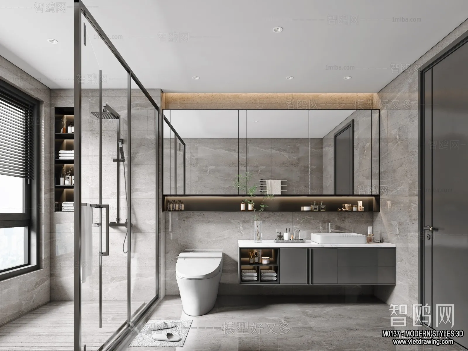 Bathroom - Modern Style Interior 3D Scenes - 3D Model - 002