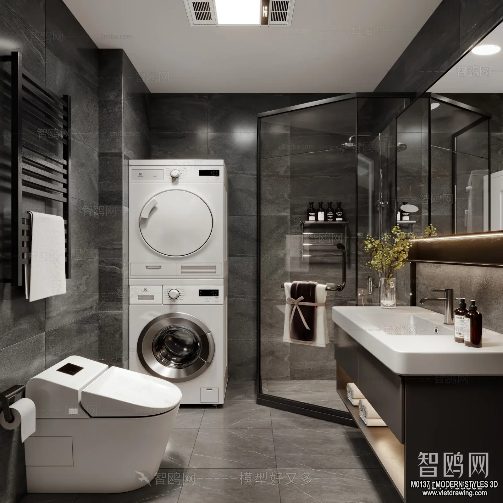 Bathroom - Modern Style Interior 3D Scenes - 3D Model - 003