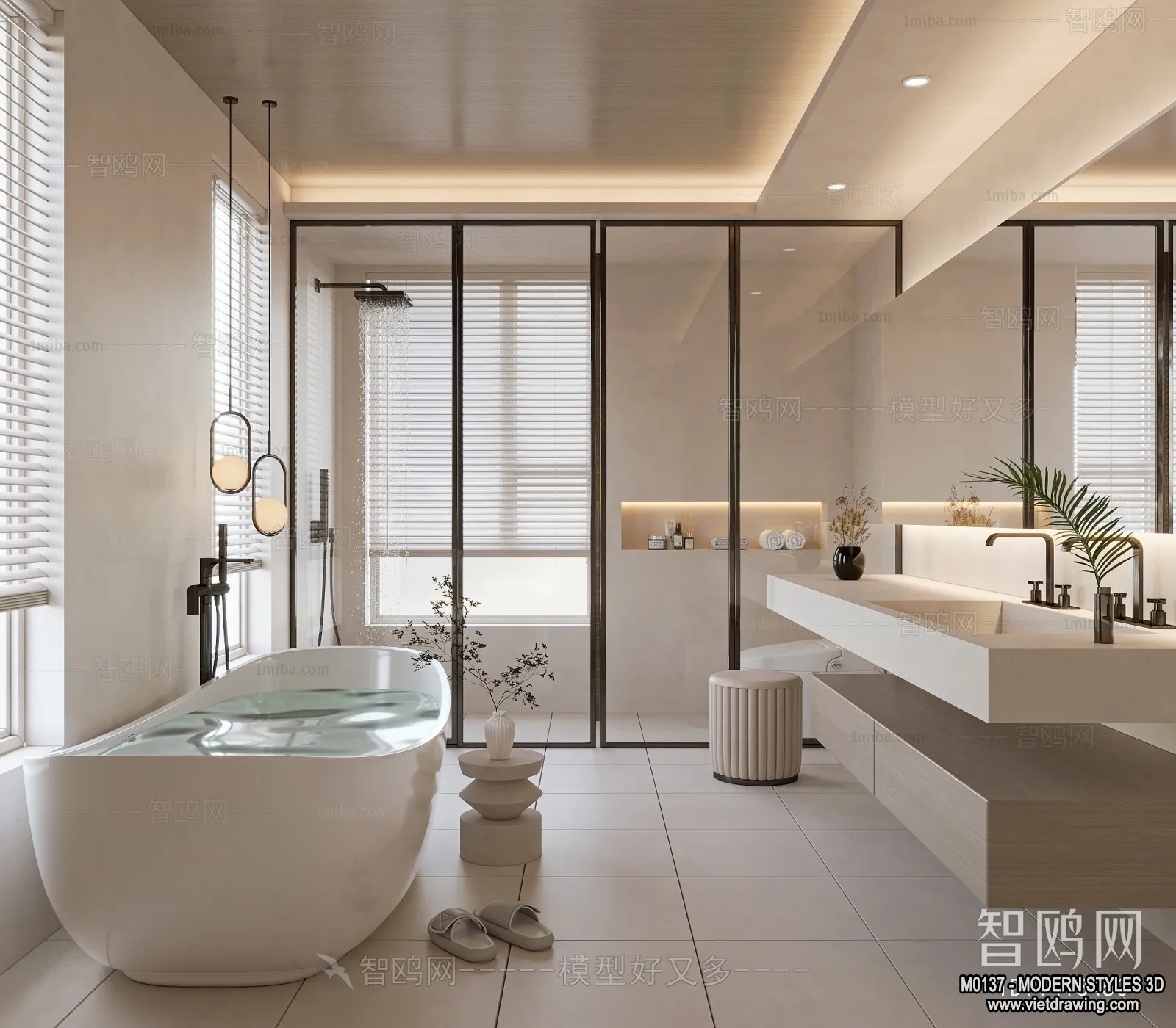 Bathroom - Modern Style Interior 3D Scenes - 3D Model - 004