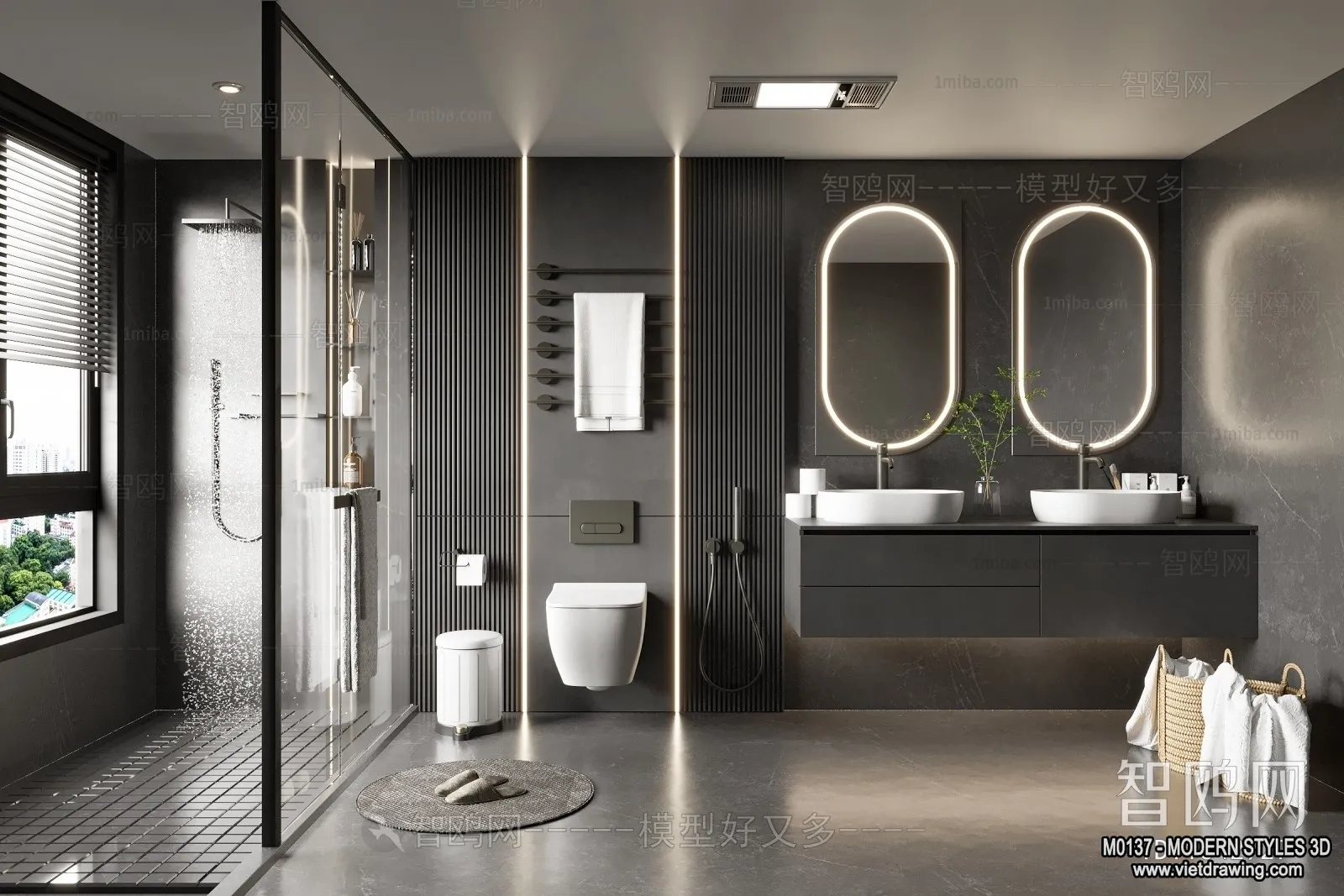 Bathroom - Modern Style Interior 3D Scenes - 3D Model - 005