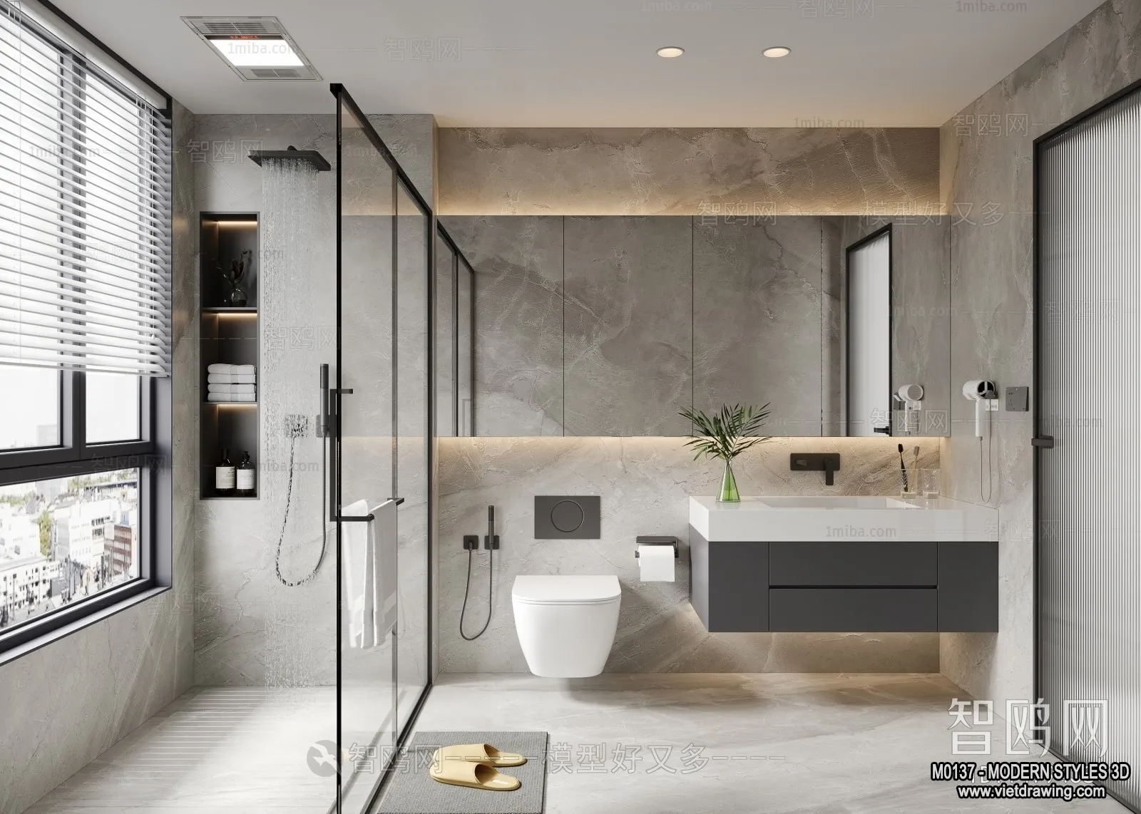 Bathroom - Modern Style Interior 3D Scenes - 3D Model - 006