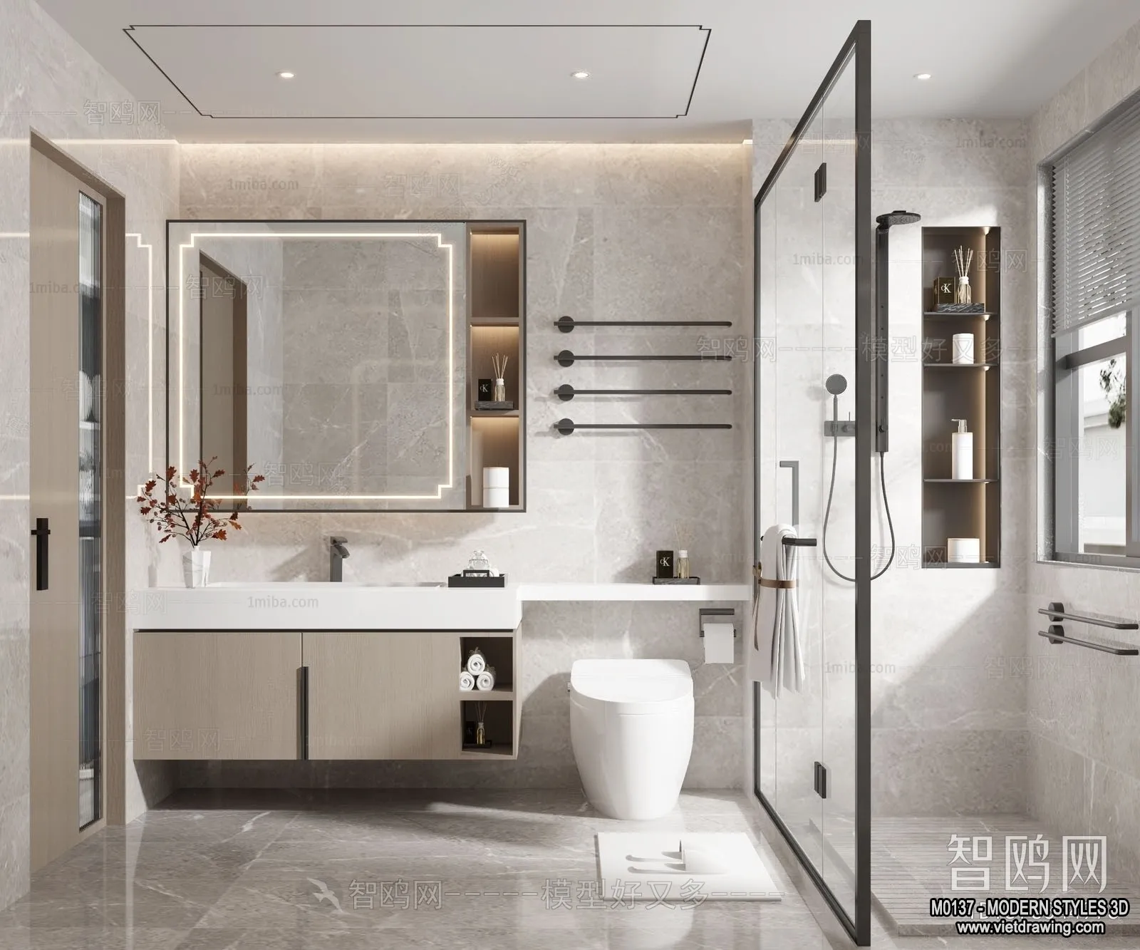 Bathroom - Modern Style Interior 3D Scenes - 3D Model - 007