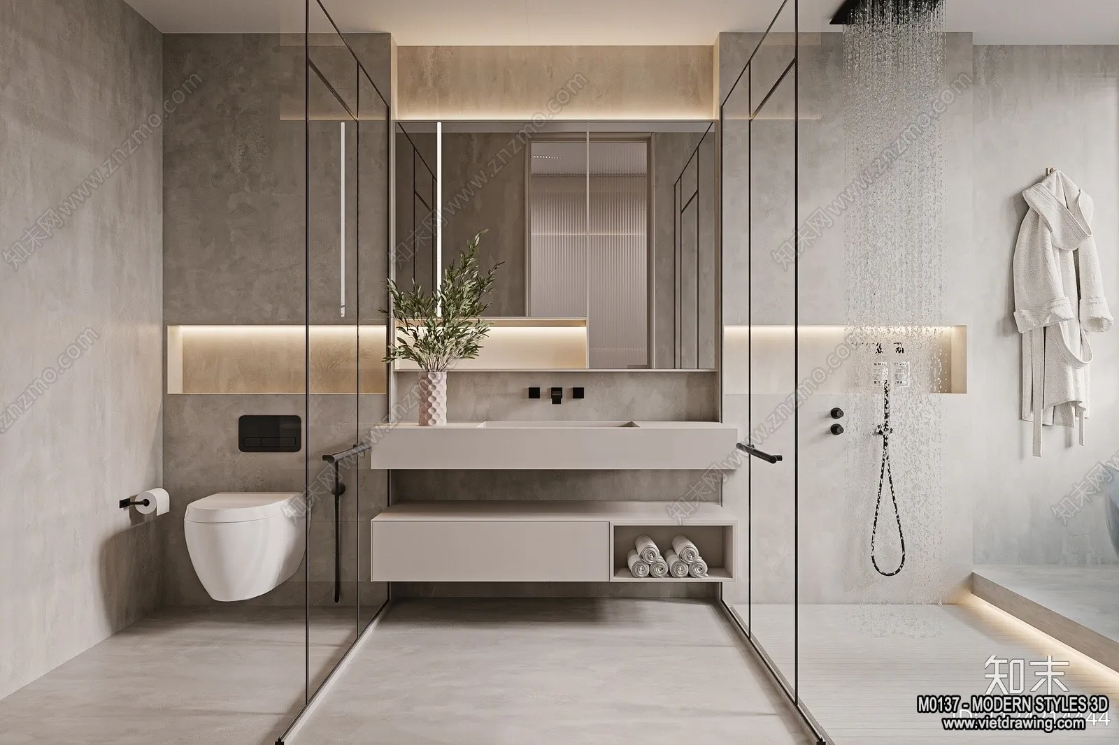 Bathroom - Modern Style Interior 3D Scenes - 3D Model - 008