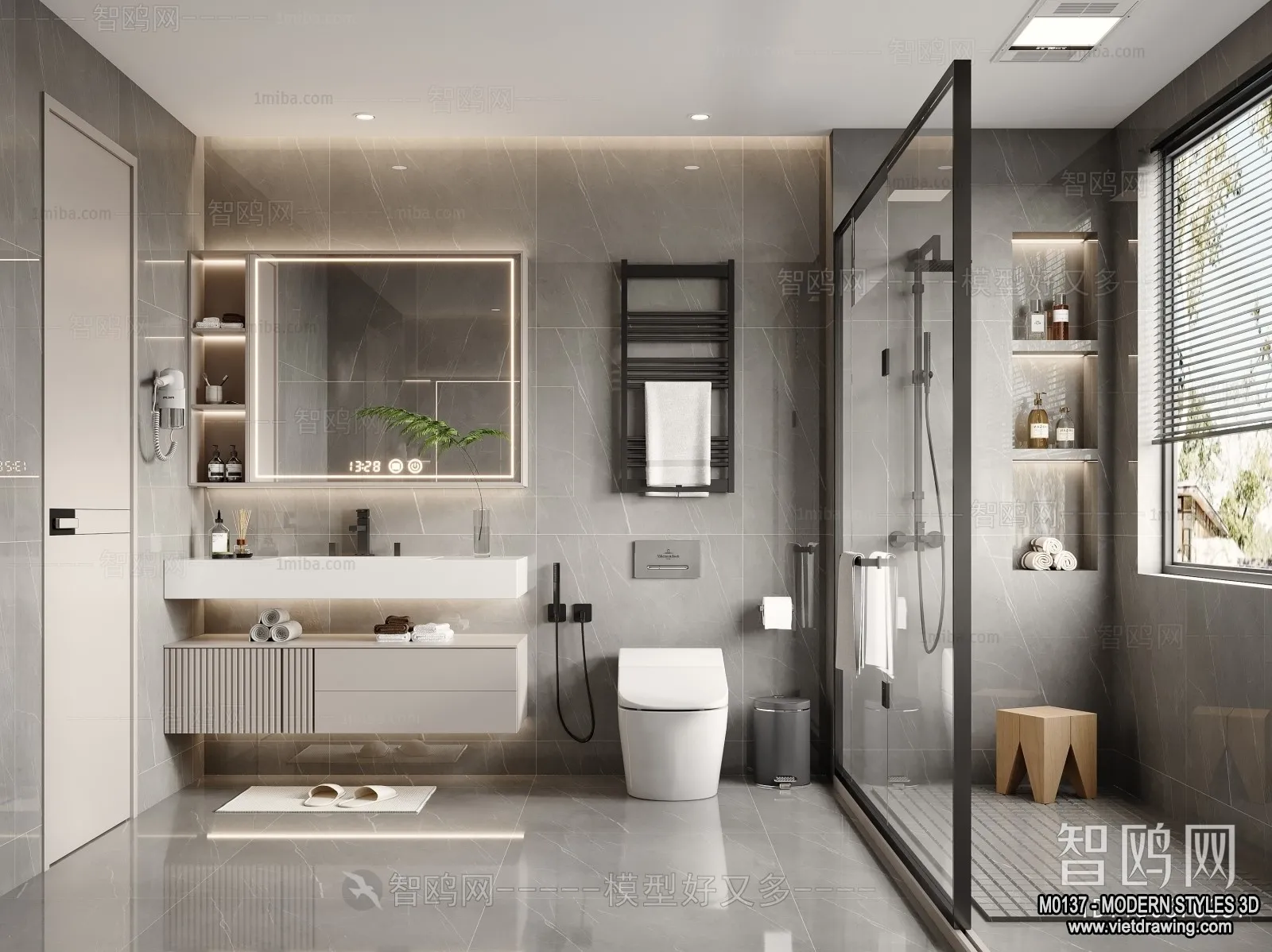 Bathroom - Modern Style Interior 3D Scenes - 3D Model - 017