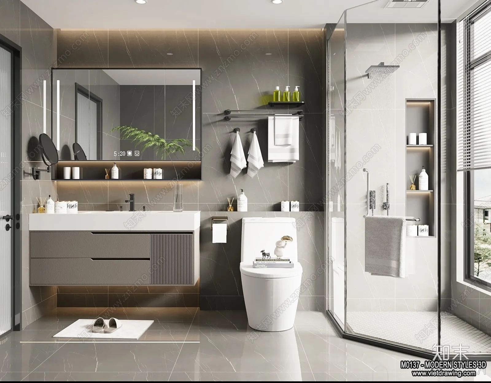 Bathroom - Modern Style Interior 3D Scenes - 3D Model - 020