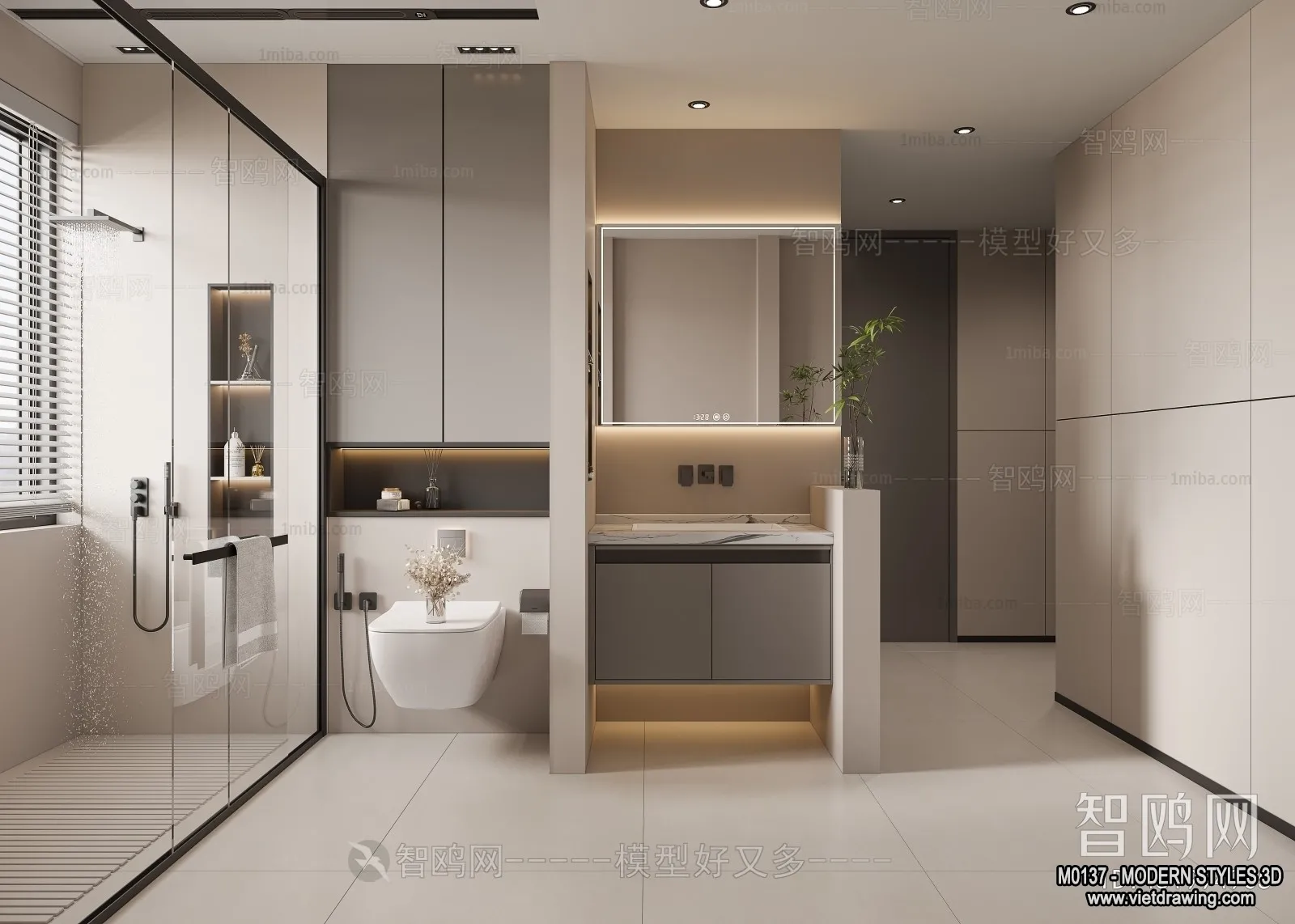 Bathroom - Modern Style Interior 3D Scenes - 3D Model - 021