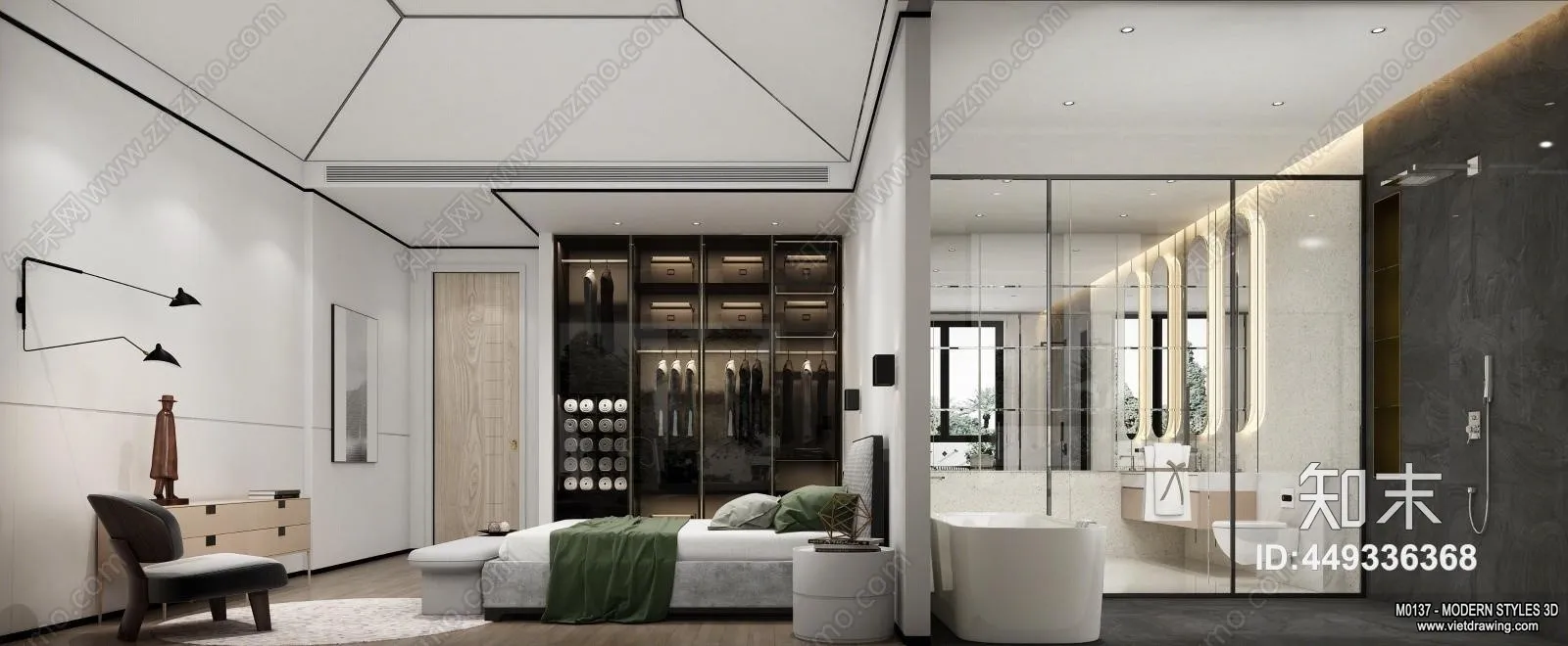 Bathroom - Modern Style Interior 3D Scenes - 3D Model - 022