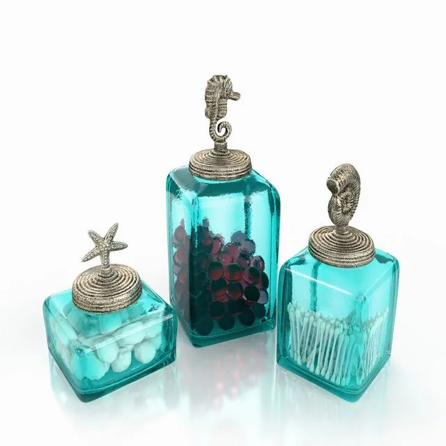 Bathroom Ocean Canisters Set 3D Model