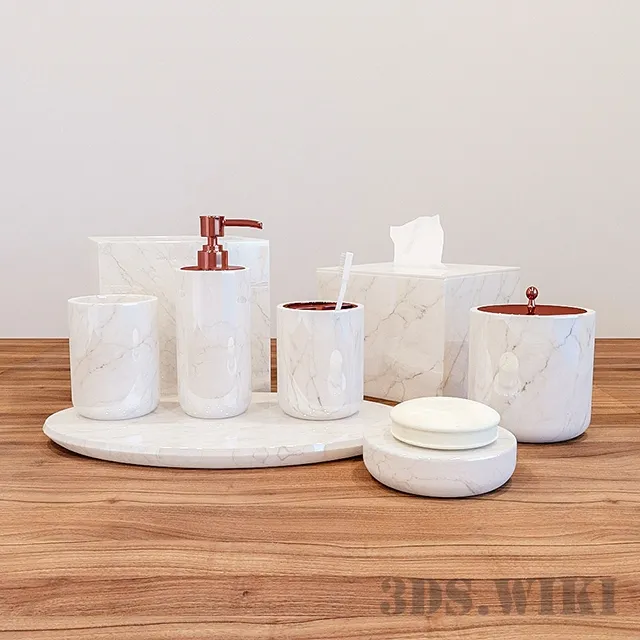 bathroom - PIETRA ACCESSORIES marble decorative set 3D Model