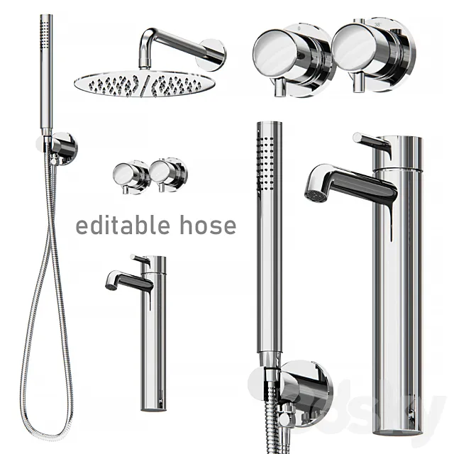 Bathroom plumbing set 3D Model