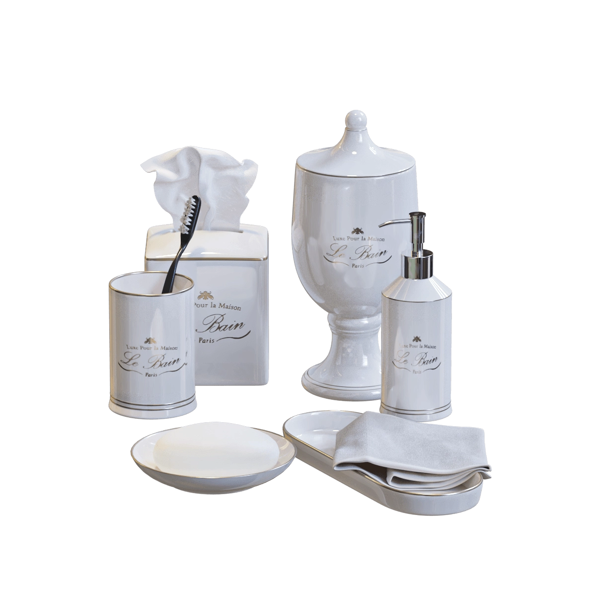 bathroom - Porcelain bath accessories 3D Model