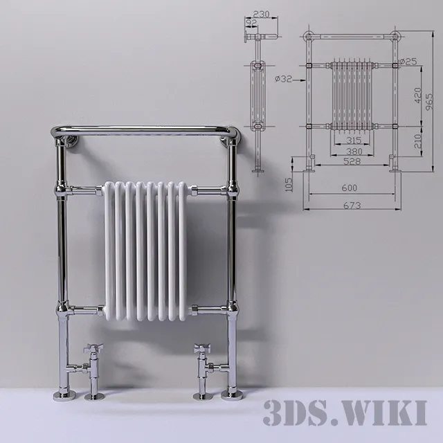 bathroom - Radiator - heated towel rail 3D Model