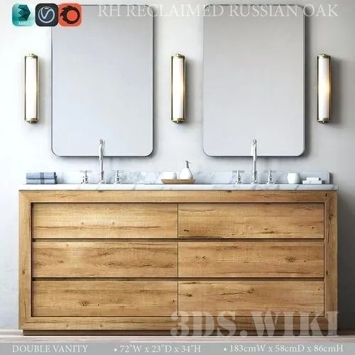 bathroom - reclaimed russian oak 3D Model