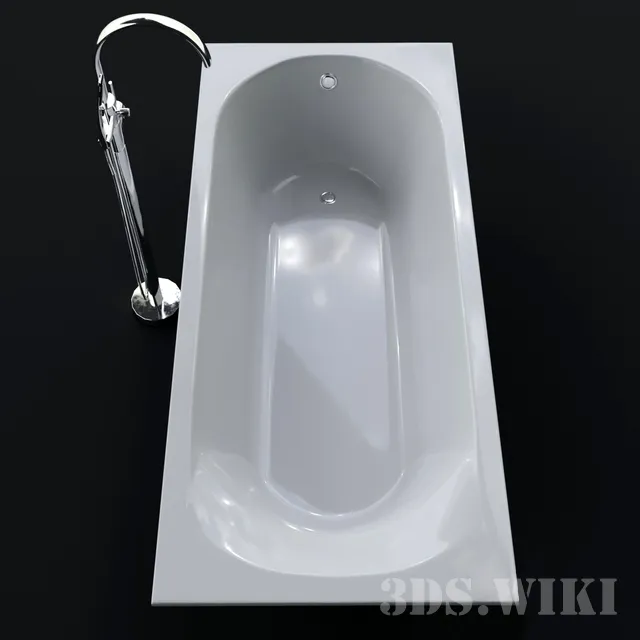 bathroom - Riho Miami built-in bathtub with Ravak floor-standing mixer 3D Model