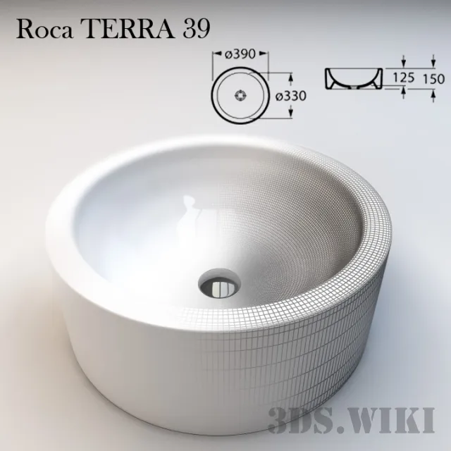 bathroom - Round washbasin Roca TERRA 39 3D Model