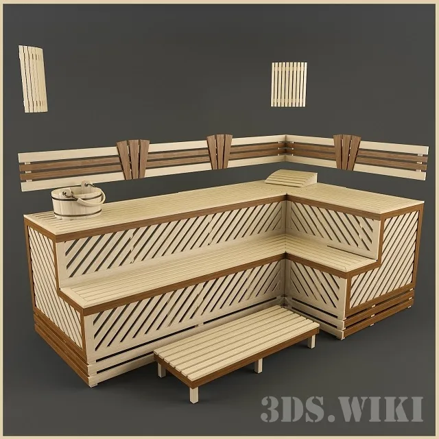 bathroom - Sauna shelves 3D Model