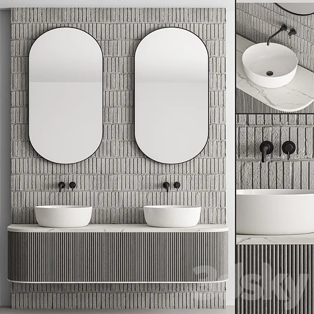 Bathroom Set Concrete Wall - Set 27 3D Model