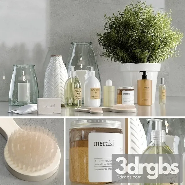 Bathroom Set Decor 1 3D Model Free