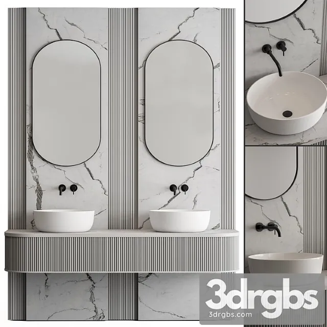 Bathroom set stone wall - set 47 3D Model Free