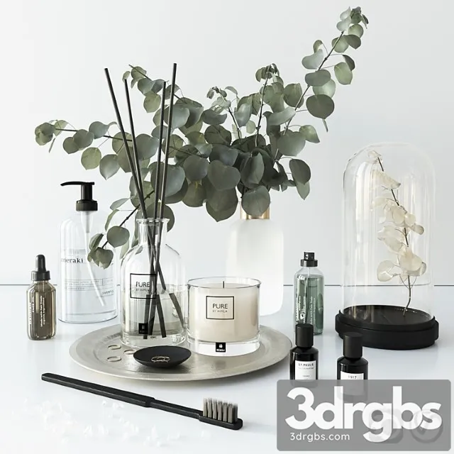 Bathroom Set With Eucalyptus 3D Model Free