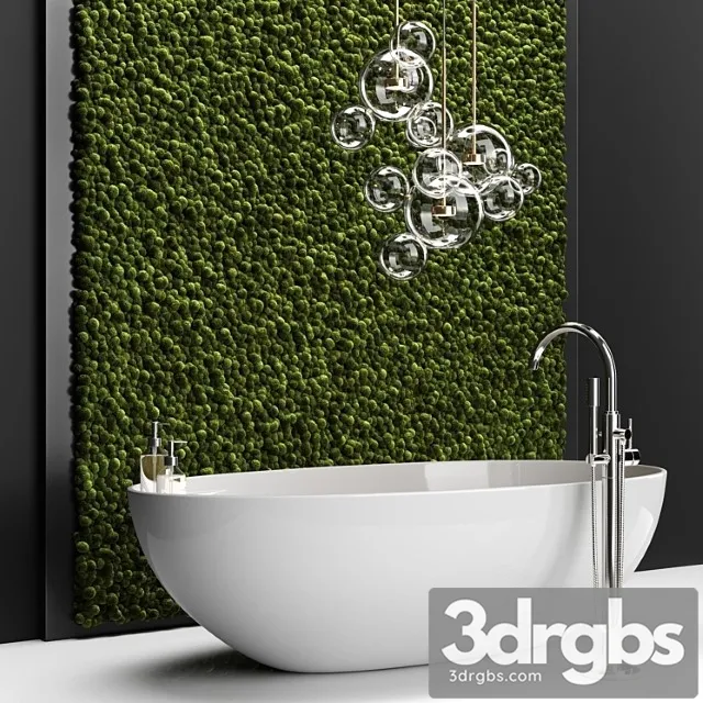 Bathroom Set With Moss 3D Model Free