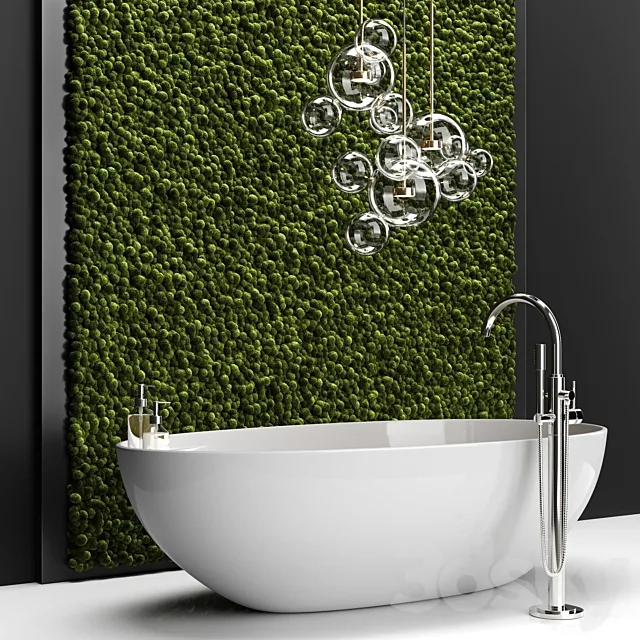 Bathroom set with moss 3DModel