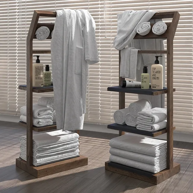 bathroom - Shelves for bathroom wooden 3D Model