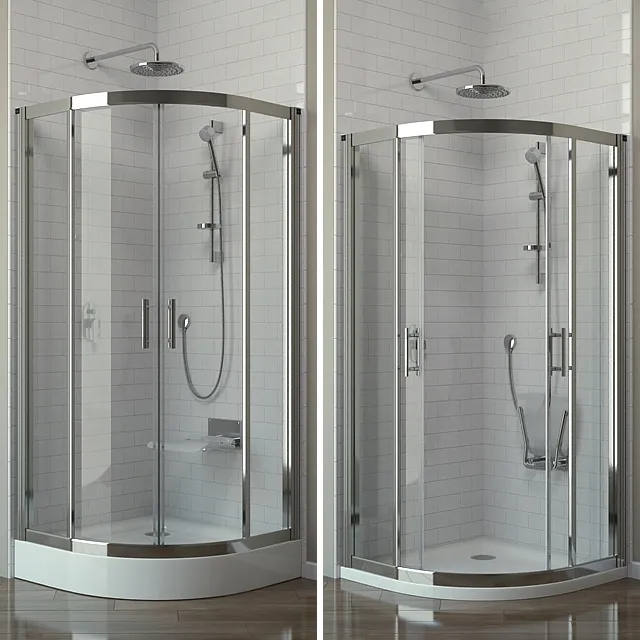 bathroom - Shower cabin GEO 6 semicircular 90x90 cm 3D Model