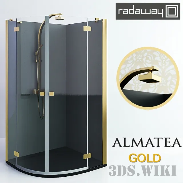 bathroom - Shower cabin Radaway Almatea Gold 3D Model