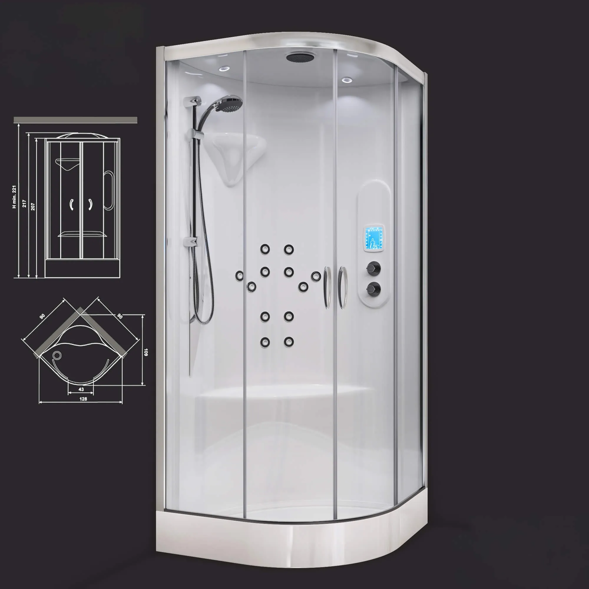 bathroom - Shower cubicle with hydromassage Hafro New Bi-Size 3D Model