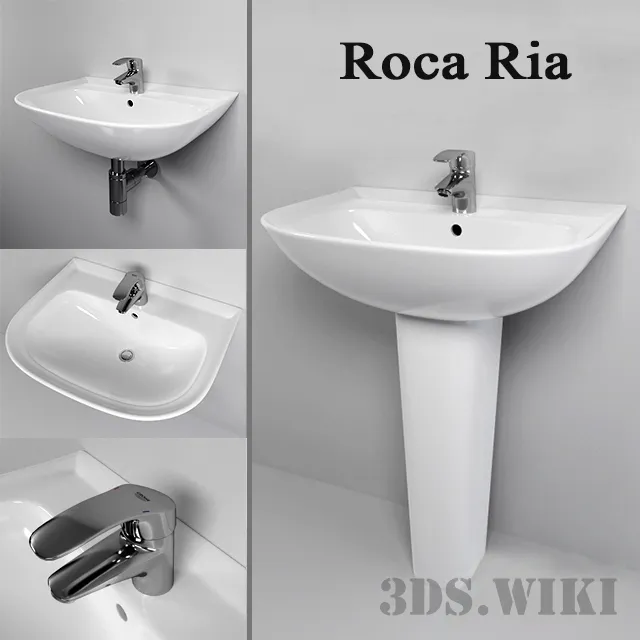 bathroom - Sink Roca Ria Mixer Grohe Eurosmart 3D Model