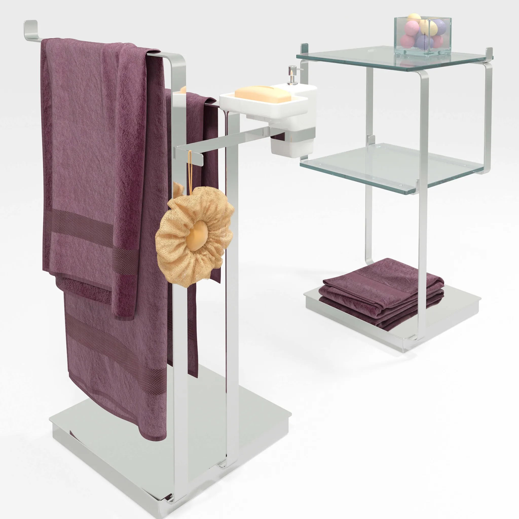 bathroom - Stand for towels and table 3D Model