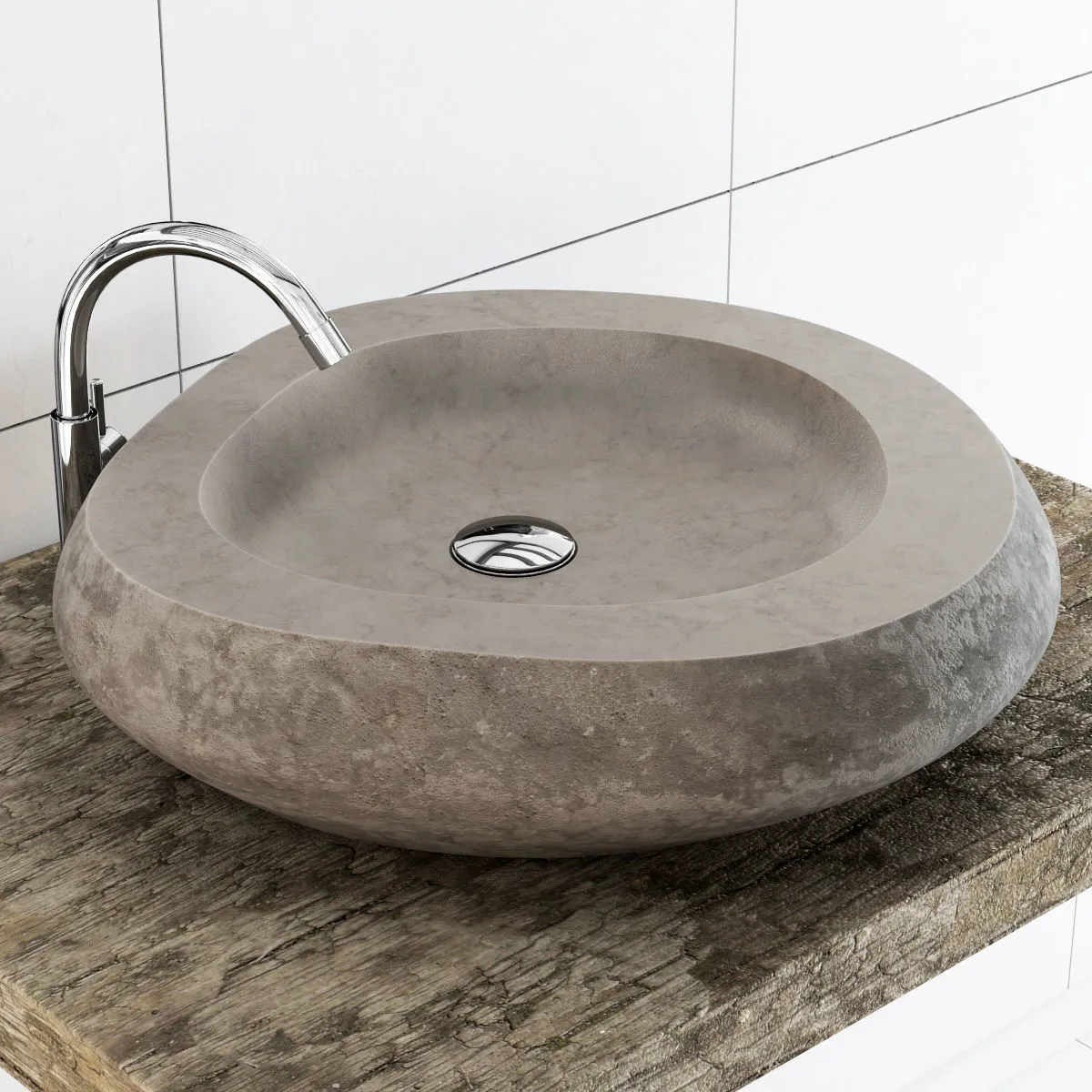 bathroom - Stone  washbasin 02 3D Model
