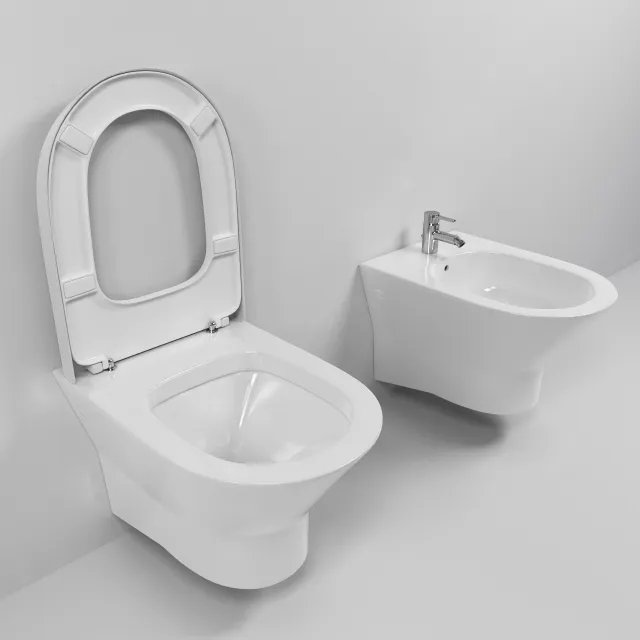 bathroom - Suspended toilet and bidet Roca Nexo 3D Model