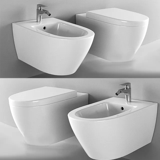 bathroom - The toilet and bidet Villeroy and Boch Subway 3D Model