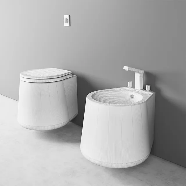 bathroom - Toilet and  Bidet 3D Model