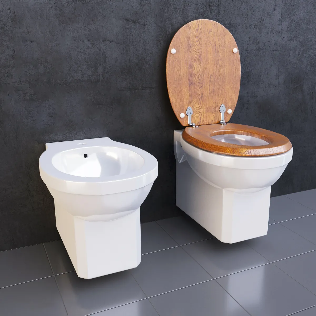 bathroom - Toilet and bidet 58 3D Model