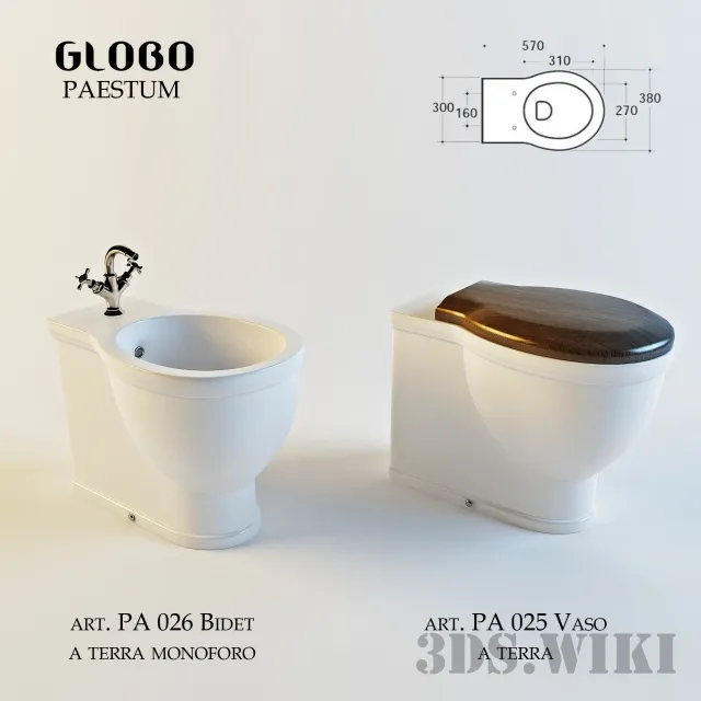 bathroom - Toilet and bidet Globo Paestum 3D Model