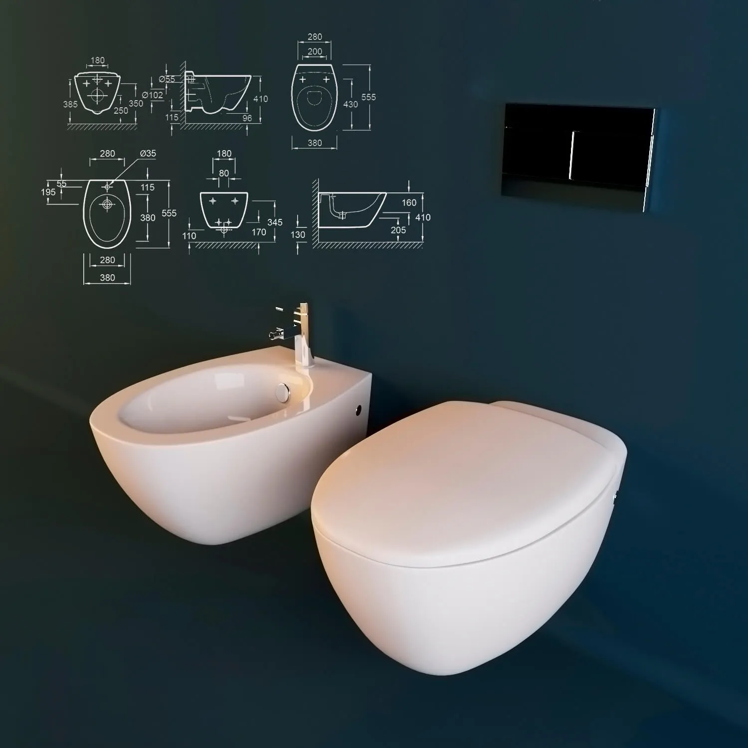 bathroom - Toilet and bidet Jacob Delafon Presquile 3D Model