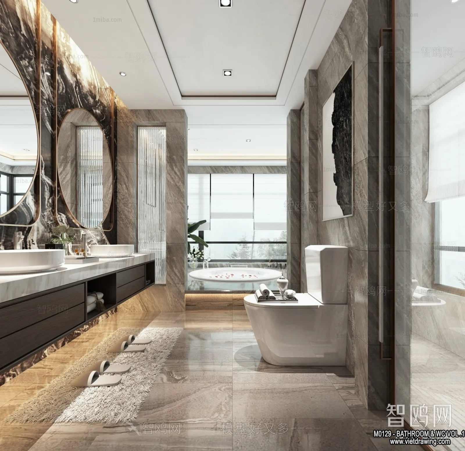 Bathroom - Toilet - WC - RestRoom - 3D Interior Scene - 002