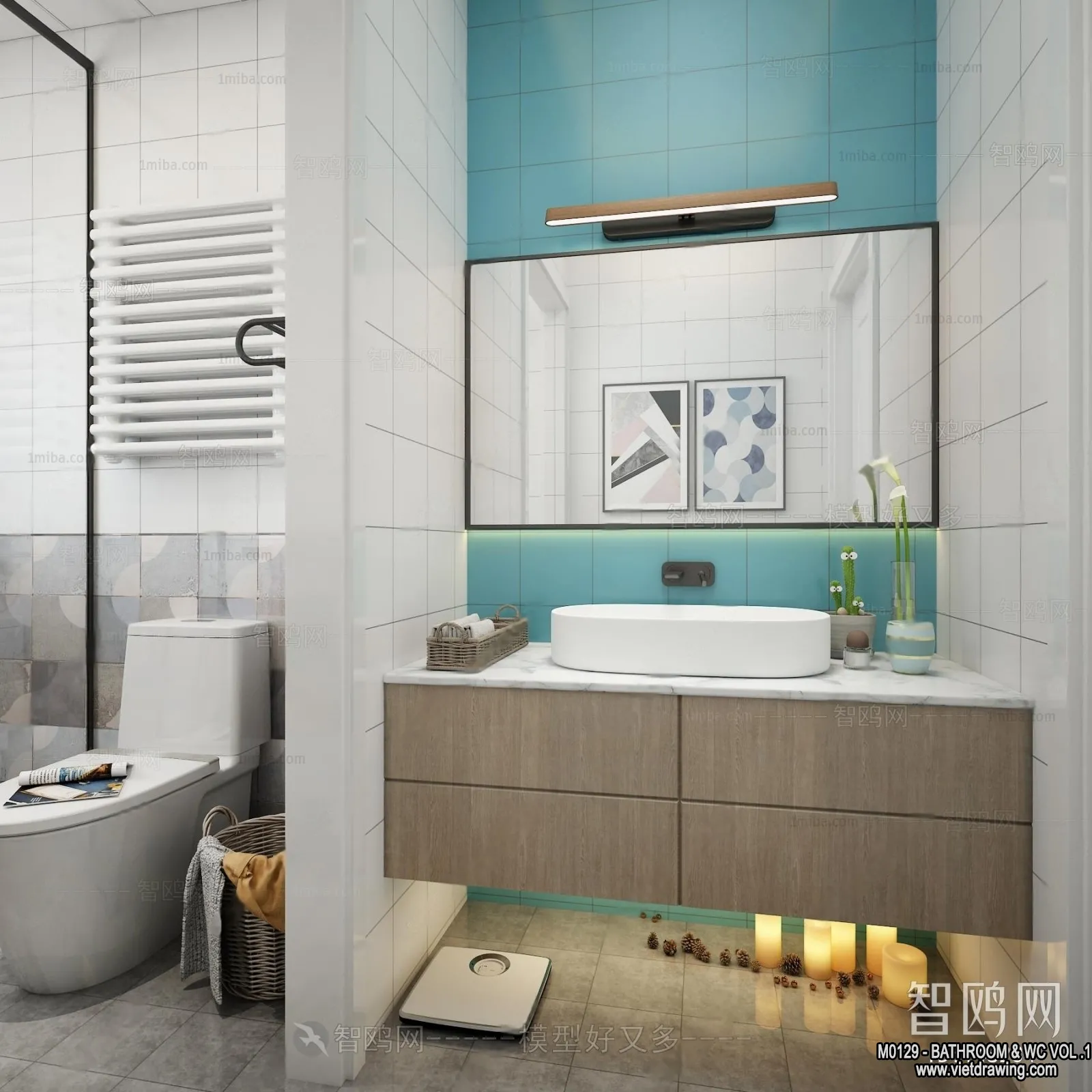 Bathroom - Toilet - WC - RestRoom - 3D Interior Scene - 004