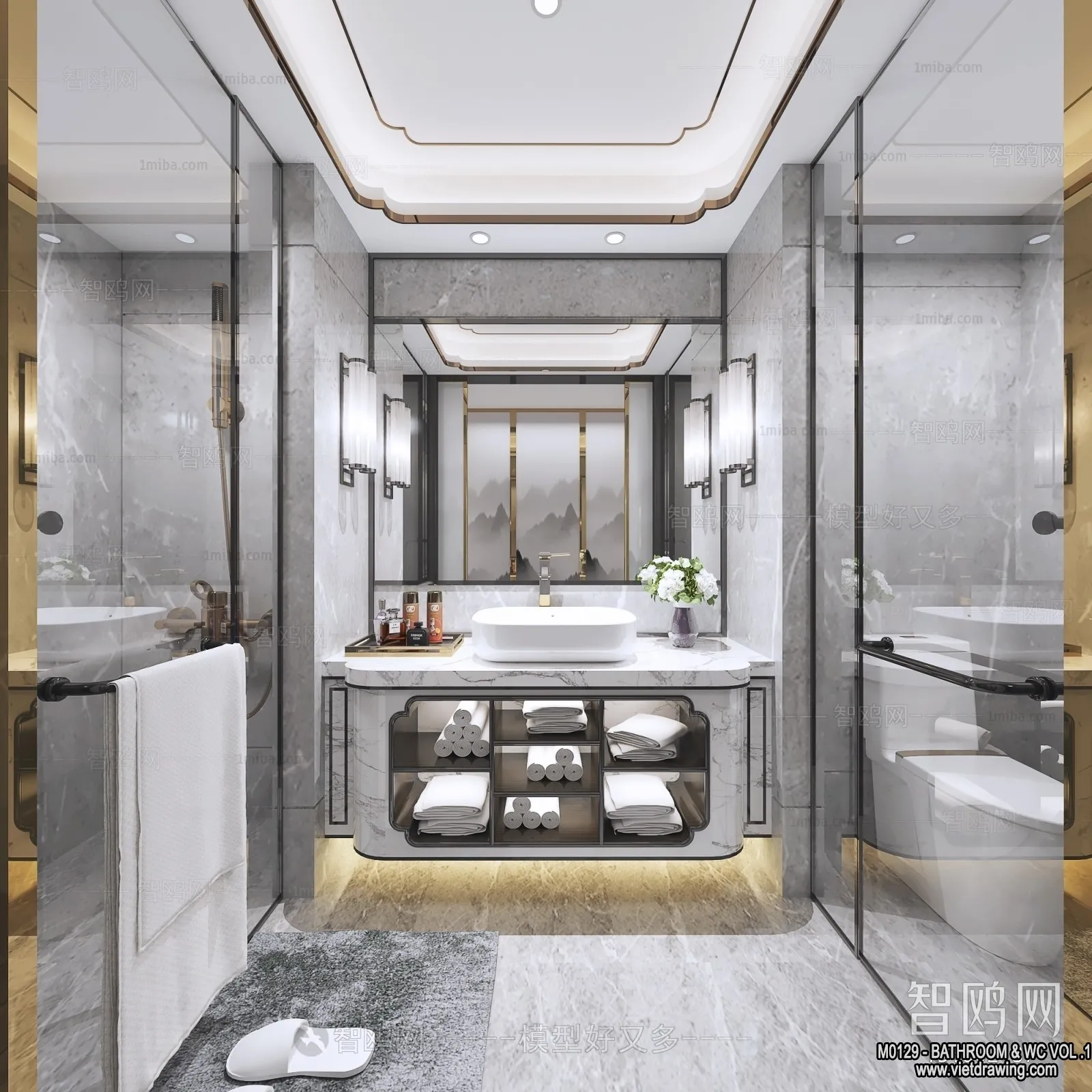 Bathroom - Toilet - WC - RestRoom - 3D Interior Scene - 005