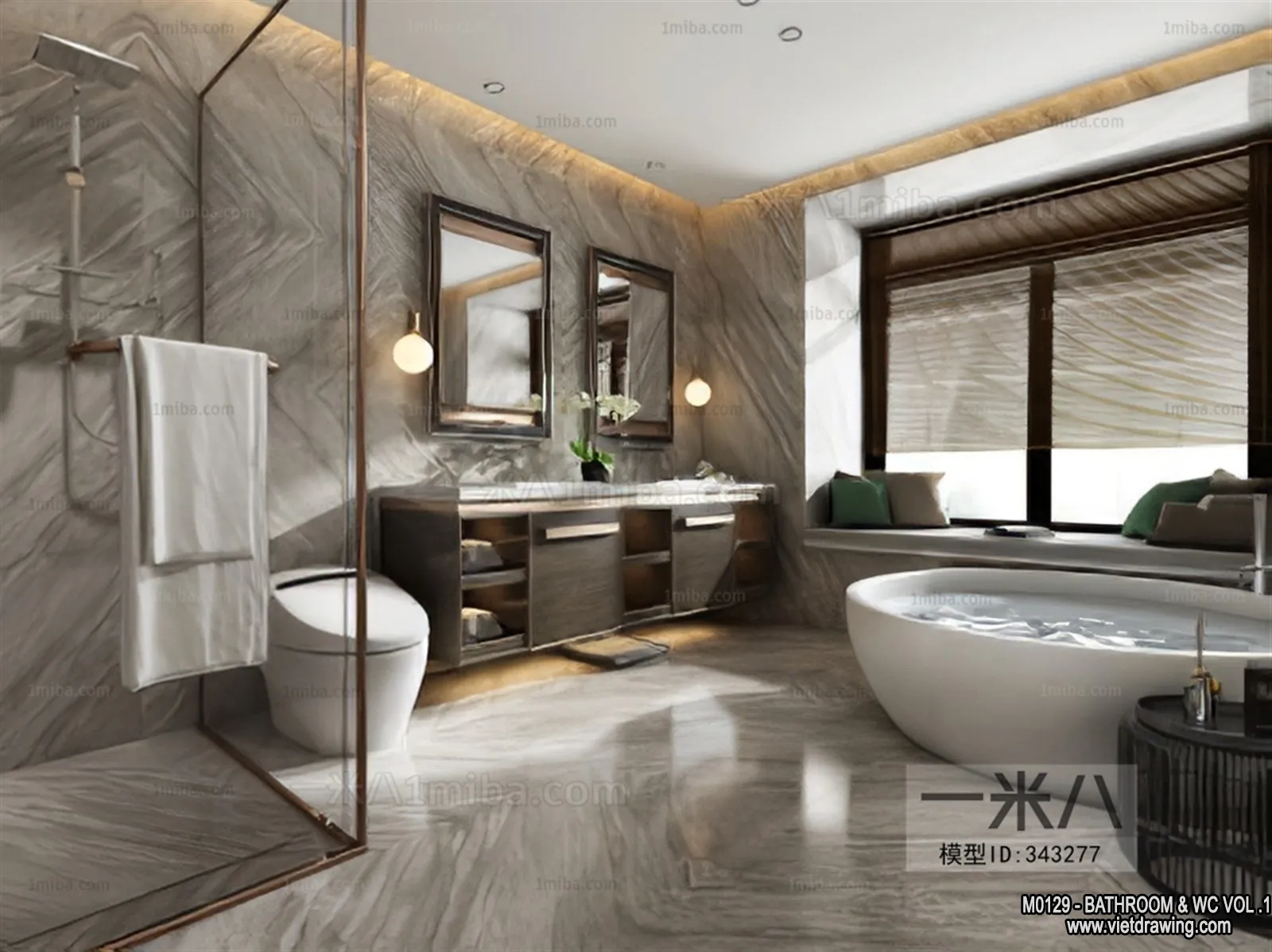 Bathroom - Toilet - WC - RestRoom - 3D Interior Scene - 006