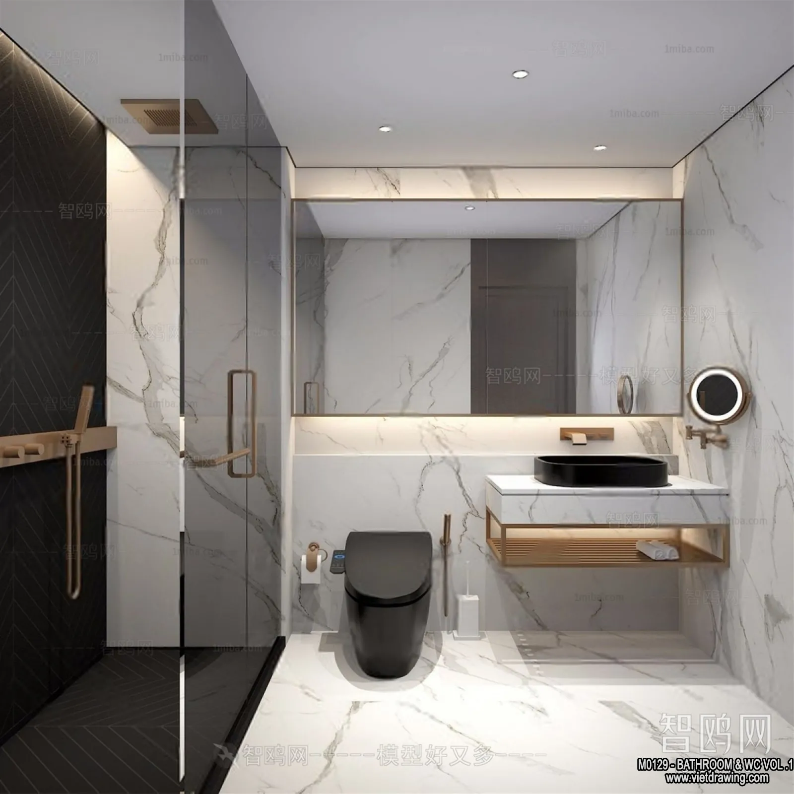 Bathroom - Toilet - WC - RestRoom - 3D Interior Scene - 007