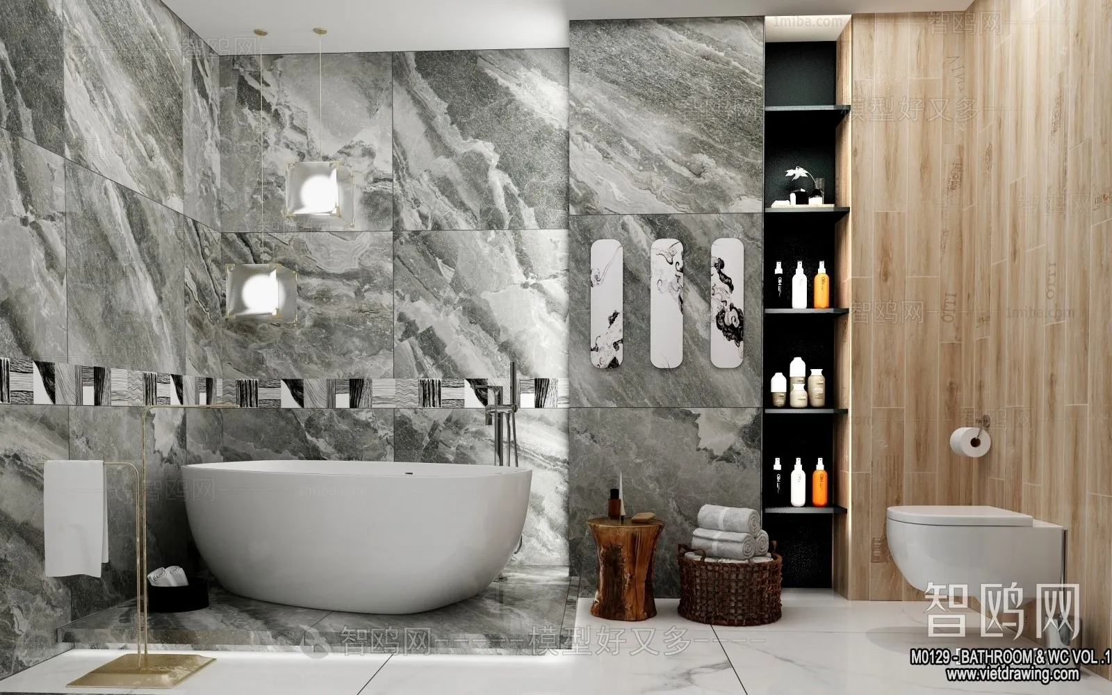 Bathroom - Toilet - WC - RestRoom - 3D Interior Scene - 008