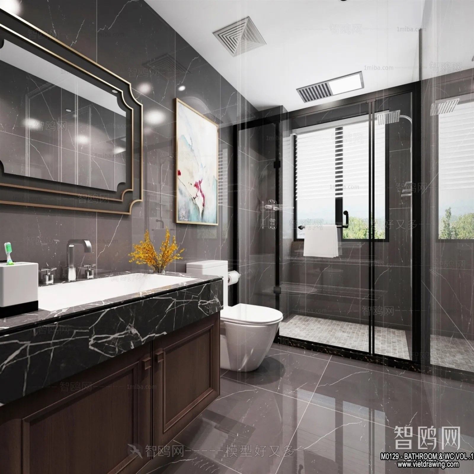 Bathroom - Toilet - WC - RestRoom - 3D Interior Scene - 010