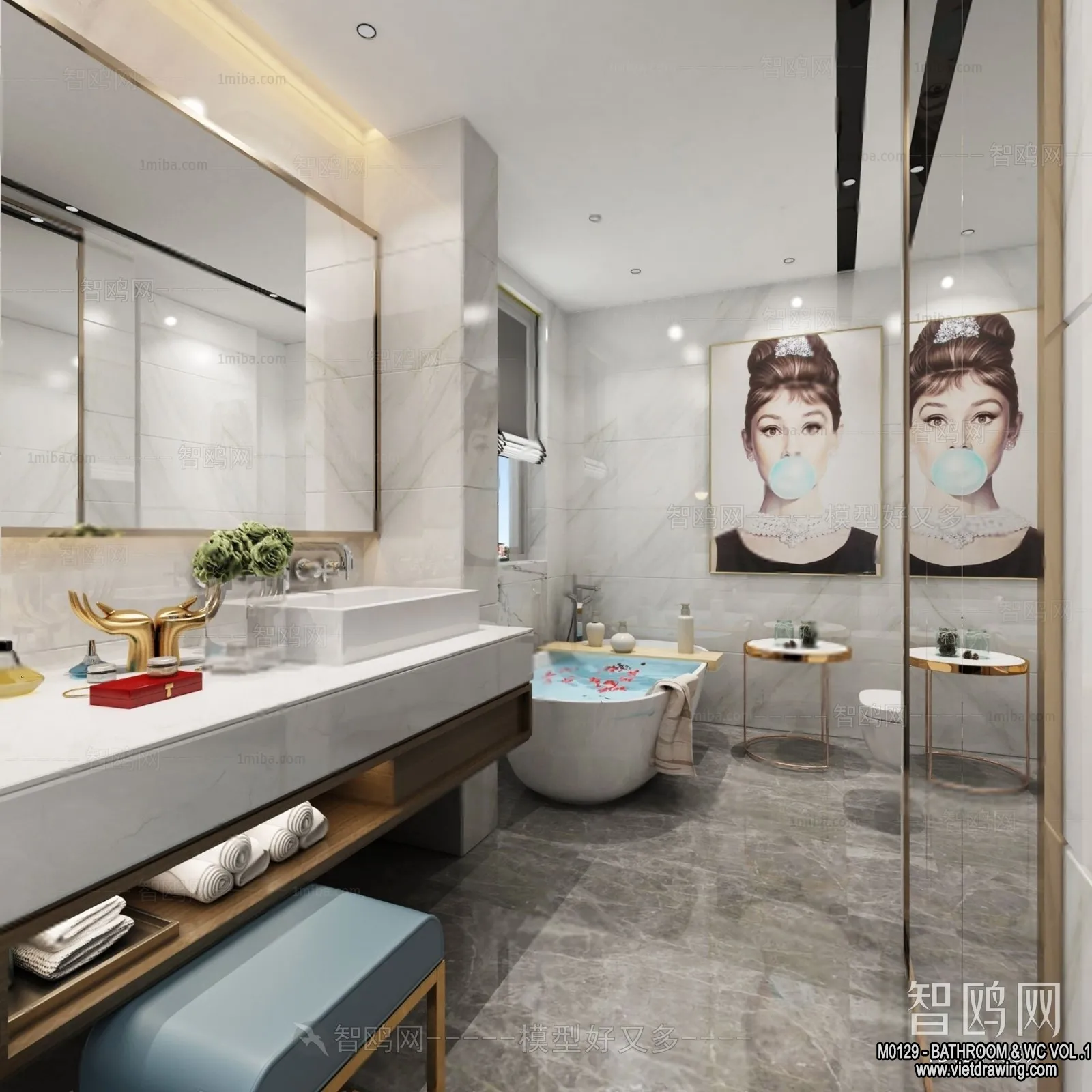 Bathroom - Toilet - WC - RestRoom - 3D Interior Scene - 011